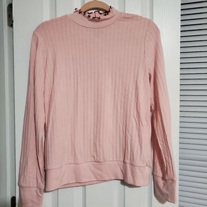 Cutie Pink Lettuce Collar Sweater